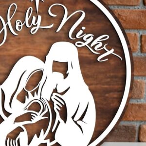 Intra απο ξύλο plywood 3mm-4mm πάχος – O Holy Night Wood Round Δίασταση  20x20 cm INTRAFABR-40071614