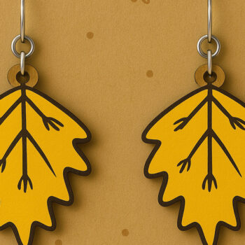 Intra απο ξύλο plywood 3mm-4mm πάχος – Σκουλαρίκια με φύλλα δρυός Αρχεία Δίασταση  5x5 cm INTRAFABR-125232040 - Image 1