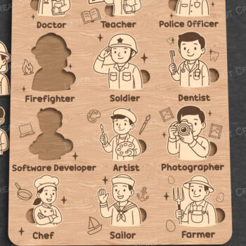 Intra απο ξύλο plywood 3mm-4mm πάχος – Επαγγέλματα Παζλ για Παιδιά - Laser Δίασταση  20x20 cm INTRAFABR-123089975 - Image 1