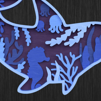 Intra απο ξύλο plywood 3mm-4mm πάχος – Πακέτο με στρώματα Ocean Animals Δίασταση  20x20 cm INTRAFABR-119058688 - Image 5