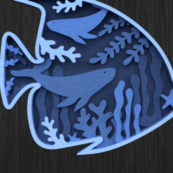 Intra απο ξύλο plywood 3mm-4mm πάχος – Πακέτο με στρώματα Ocean Animals Δίασταση  20x20 cm INTRAFABR-119058688 - Image 8