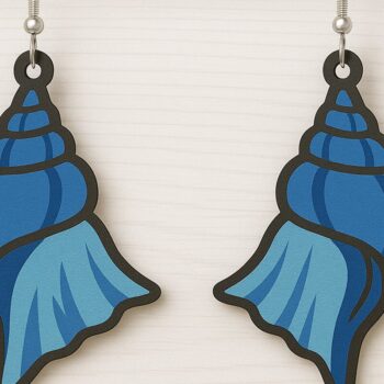 Intra απο ξύλο plywood 3mm-4mm πάχος – Σκουλαρίκια Ocean Blue Shell Δίασταση  5x5 cm INTRAFABR-123080609 - Image 1