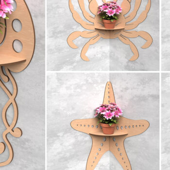 Intra απο ξύλο plywood 3mm-4mm πάχος – Ocean Corner Shelf Bundle Cut Laser Δίασταση  20x20 cm INTRAFABR-119036174 - Image 1