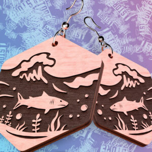 Intra απο ξύλο plywood 3mm-4mm πάχος – Ocean Earrings  Δίασταση  5x5 cm INTRAFABR-76523553