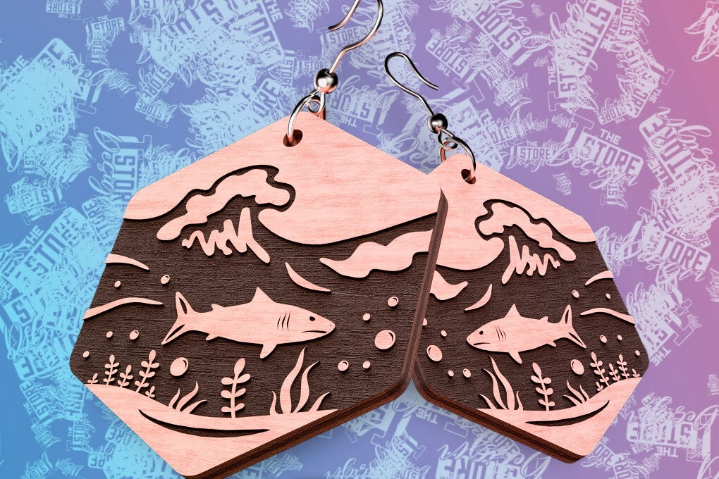 Intra απο ξύλο plywood 3mm-4mm πάχος – Ocean Earrings  Δίασταση  5x5 cm INTRAFABR-76523553