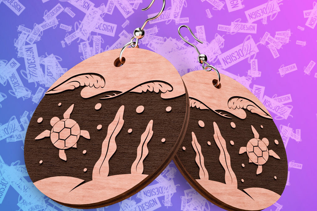 Intra απο ξύλο plywood 3mm-4mm πάχος – Ocean Earrings  Δίασταση  5x5 cm INTRAFABR-76877718