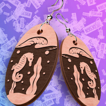 Intra απο ξύλο plywood 3mm-4mm πάχος – Ocean Earrings  Δίασταση  5x5 cm INTRAFABR-76877769 - Image 1