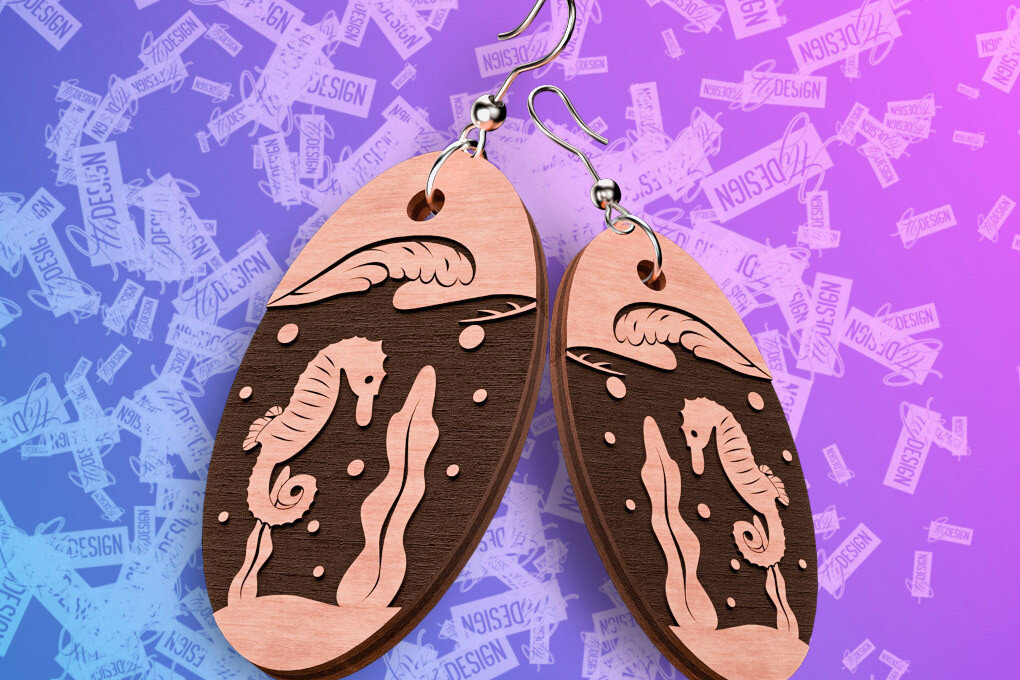 Intra απο ξύλο plywood 3mm-4mm πάχος – Ocean Earrings  Δίασταση  5x5 cm INTRAFABR-76877769