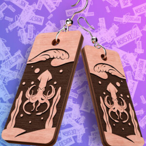 Intra απο ξύλο plywood 3mm-4mm πάχος – Ocean Earrings  Δίασταση  5x5 cm INTRAFABR-76877872