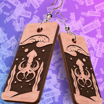 Intra απο ξύλο plywood 3mm-4mm πάχος – Ocean Earrings Δίασταση 5x5 cm INTRAFABR-76877872 - Image 1