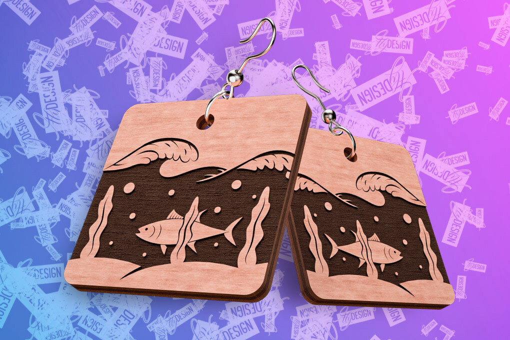 Intra απο ξύλο plywood 3mm-4mm πάχος – Ocean Earrings  Δίασταση  5x5 cm INTRAFABR-76877927