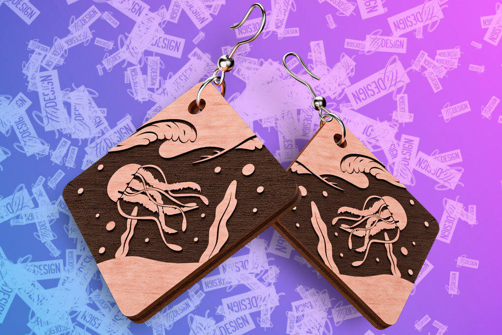 Intra απο ξύλο plywood 3mm-4mm πάχος – Ocean Earrings  Δίασταση  5x5 cm INTRAFABR-76878040