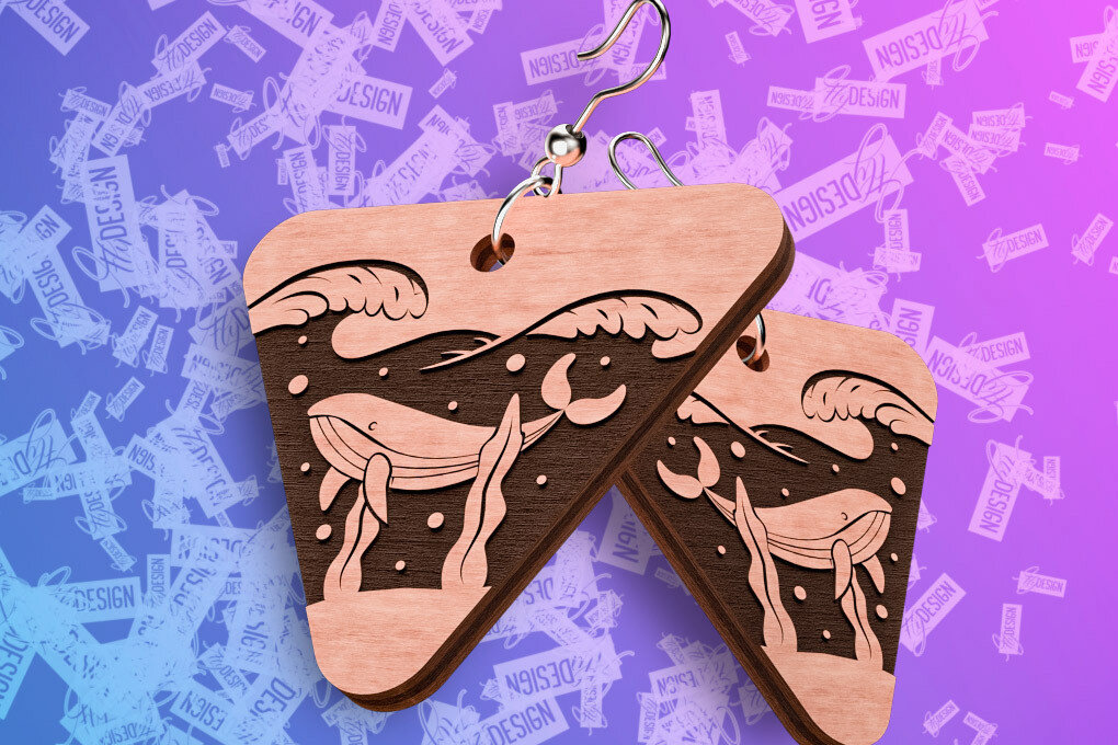 Intra απο ξύλο plywood 3mm-4mm πάχος – Ocean Earrings  Δίασταση  5x5 cm INTRAFABR-76878129