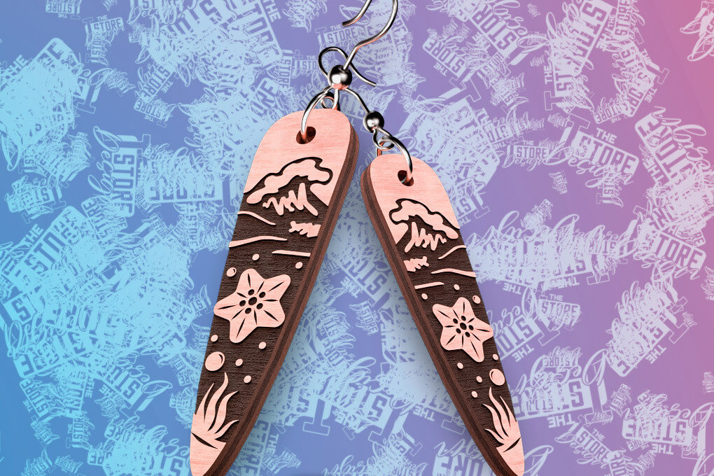 Intra απο ξύλο plywood 3mm-4mm πάχος – Ocean Earrings  Δίασταση  5x5 cm INTRAFABR-76523286