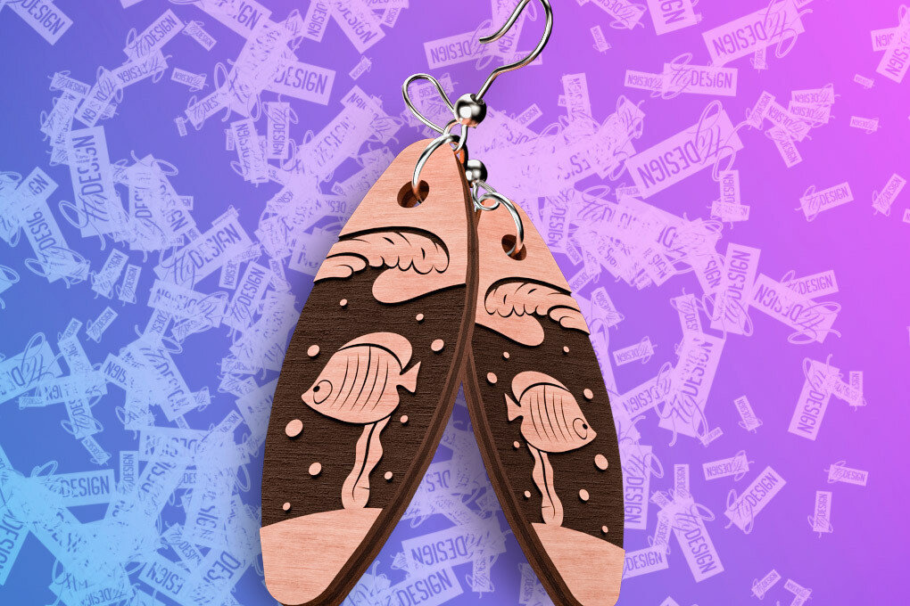 Intra απο ξύλο plywood 3mm-4mm πάχος – Ocean Earrings  Δίασταση  5x5 cm INTRAFABR-76878147