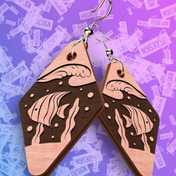 Intra απο ξύλο plywood 3mm-4mm πάχος – Ocean Earrings  Δίασταση  5x5 cm INTRAFABR-76878167 - Image 1