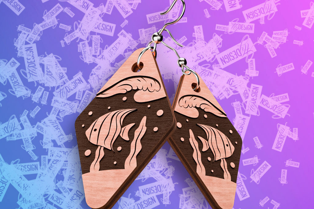 Intra απο ξύλο plywood 3mm-4mm πάχος – Ocean Earrings  Δίασταση  5x5 cm INTRAFABR-76878167