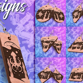 Intra απο ξύλο plywood 3mm-4mm πάχος – Ocean Earrings  Δίασταση  5x5 cm INTRAFABR-76878787 - Image 1