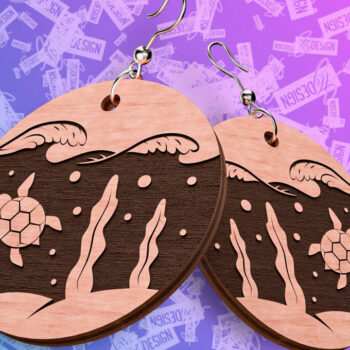 Intra απο ξύλο plywood 3mm-4mm πάχος – Ocean Earrings  Δίασταση  5x5 cm INTRAFABR-76878787 - Image 3