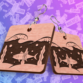 Intra απο ξύλο plywood 3mm-4mm πάχος – Ocean Earrings  Δίασταση  5x5 cm INTRAFABR-76878787 - Image 6