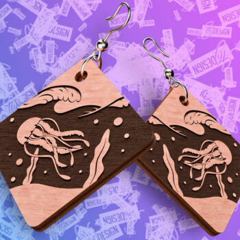 Intra απο ξύλο plywood 3mm-4mm πάχος – Ocean Earrings  Δίασταση  5x5 cm INTRAFABR-76878787 - Image 7