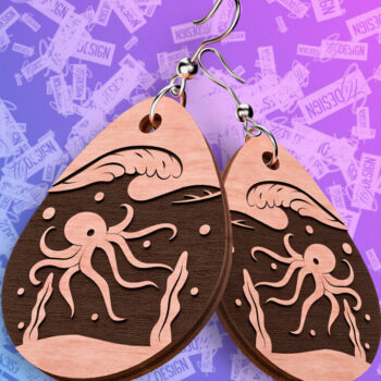 Intra απο ξύλο plywood 3mm-4mm πάχος – Ocean Earrings  Δίασταση  5x5 cm INTRAFABR-76878787 - Image 8