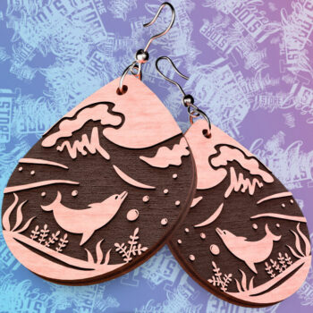 Intra απο ξύλο plywood 3mm-4mm πάχος – Ocean Earrings  Δίασταση  5x5 cm INTRAFABR-76523308 - Image 1