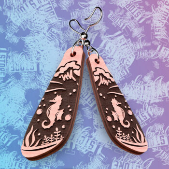 Intra απο ξύλο plywood 3mm-4mm πάχος – Ocean Earrings Δίασταση 5x5 cm INTRAFABR-76523328 - Image 1