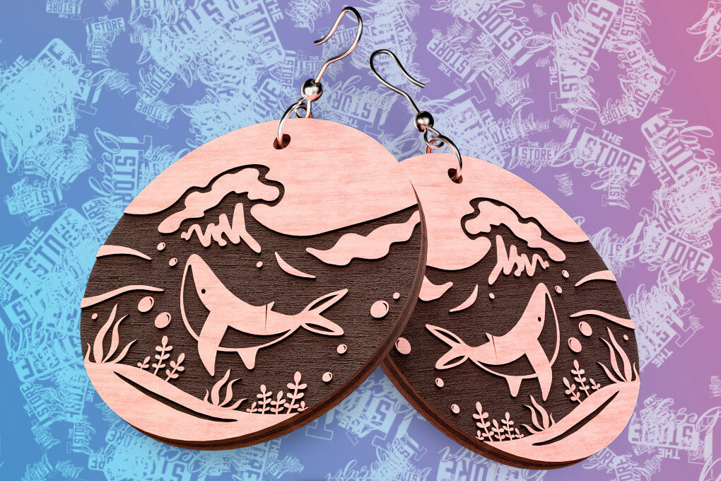 Intra απο ξύλο plywood 3mm-4mm πάχος – Ocean Earrings  Δίασταση  5x5 cm INTRAFABR-76523346