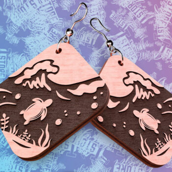 Intra απο ξύλο plywood 3mm-4mm πάχος – Ocean Earrings  Δίασταση  5x5 cm INTRAFABR-76523373 - Image 1