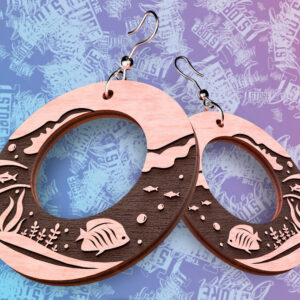 Intra απο ξύλο plywood 3mm-4mm πάχος – Ocean Earrings  Δίασταση  5x5 cm INTRAFABR-76523447