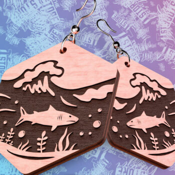 Intra απο ξύλο plywood 3mm-4mm πάχος – Ocean Earrings Δίασταση 5x5 cm INTRAFABR-76523251 - Image 2