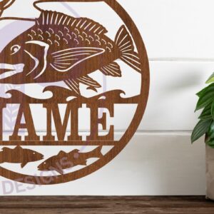 Intra απο ξύλο plywood 3mm-4mm πάχος – Ocean Fishing Personalized Name Δίασταση  20x20 cm INTRAFABR-79032732
