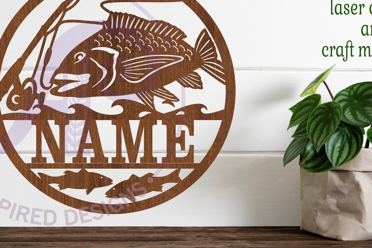 Intra απο ξύλο plywood 3mm-4mm πάχος – Ocean Fishing Personalized Name Δίασταση  20x20 cm INTRAFABR-79032732