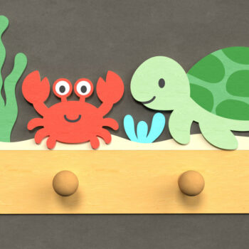 Intra απο ξύλο plywood 3mm-4mm πάχος – Ocean Friends Wall Hook Δίασταση  20x20 cm INTRAFABR-124820687 - Image 1