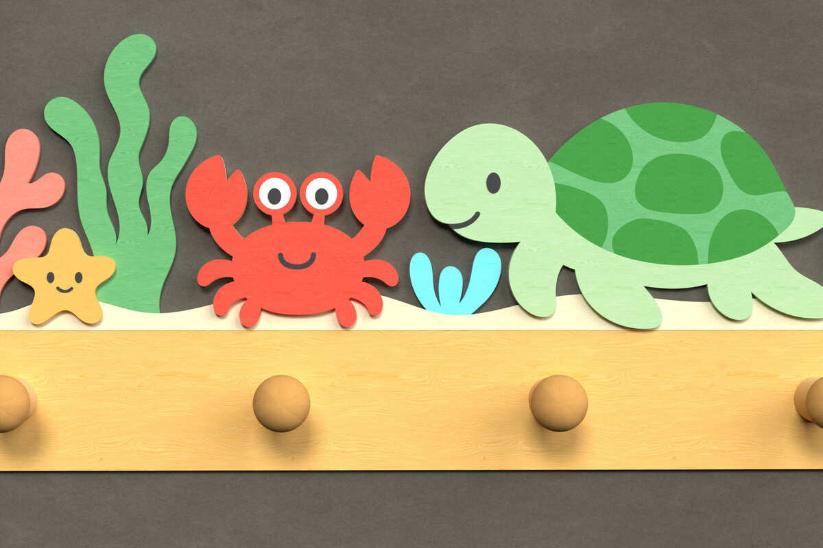 Intra απο ξύλο plywood 3mm-4mm πάχος – Ocean Friends Wall Hook Δίασταση  20x20 cm INTRAFABR-124820687