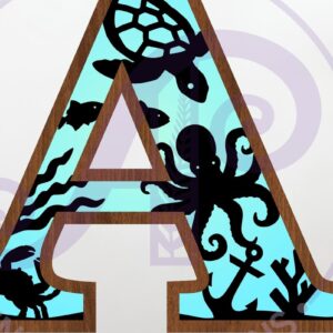 Intra απο ξύλο plywood 3mm-4mm πάχος – Ωκεανός μεγάλος τοίχος επιστολή 3 επιπέδων Δίασταση 20x20 cm INTRAFABR-123800324