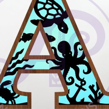 Intra απο ξύλο plywood 3mm-4mm πάχος – Ωκεανός μεγάλος τοίχος επιστολή 3 επιπέδων Δίασταση  20x20 cm INTRAFABR-123800324 - Image 1