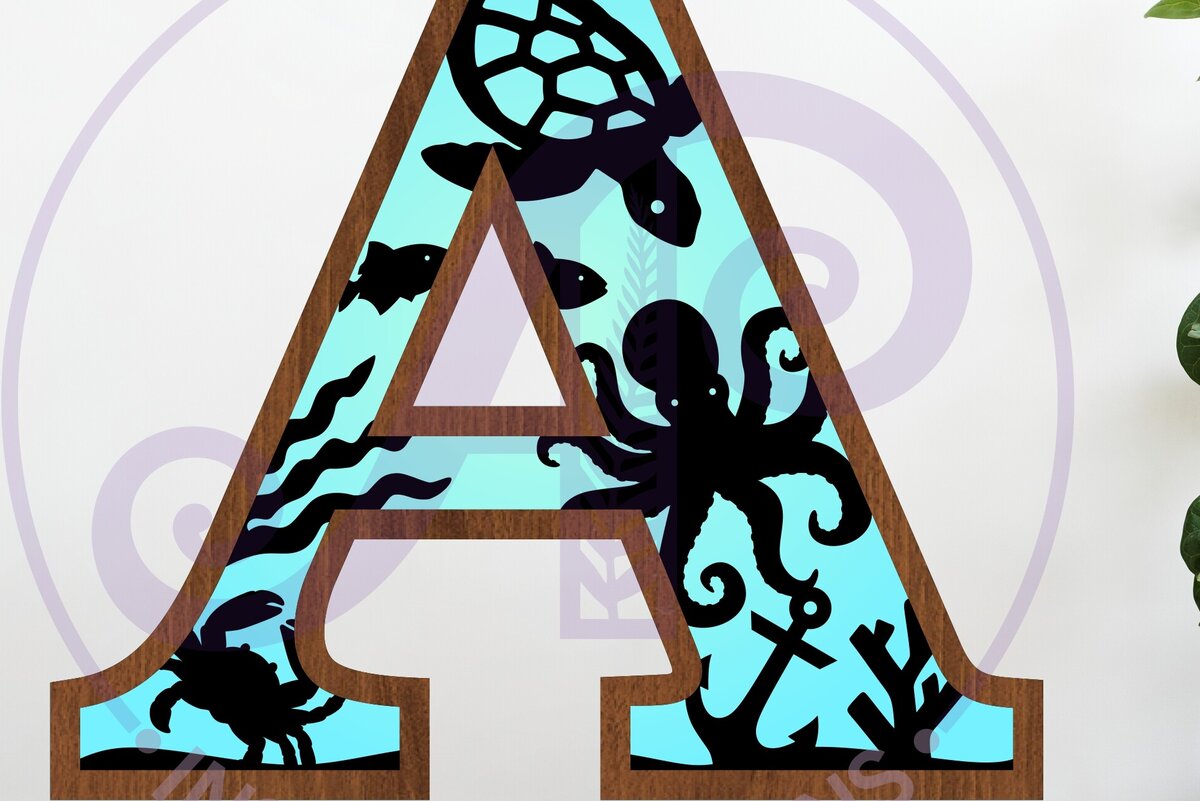 Intra απο ξύλο plywood 3mm-4mm πάχος – Ωκεανός μεγάλος τοίχος επιστολή 3 επιπέδων Δίασταση  20x20 cm INTRAFABR-123800324