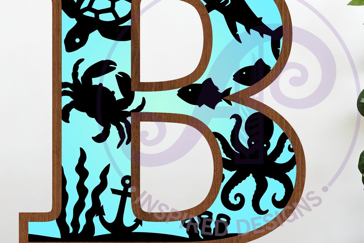 Intra απο ξύλο plywood 3mm-4mm πάχος – Ocean Large B Wall Letter 3 Layer Sign Δίασταση  40x30 cm INTRAFABR-123800344