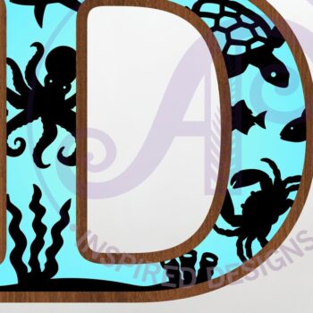 Intra απο ξύλο plywood 3mm-4mm πάχος – Ocean Large D Wall Letter 3 Layer σημάδι Δίασταση 20x20 cm INTRAFABR-123800365 - Image 1