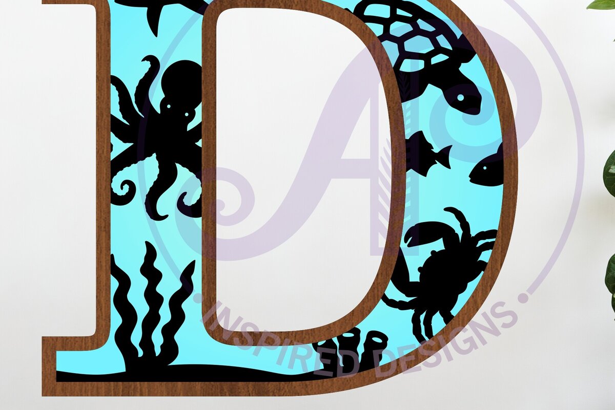 Intra απο ξύλο plywood 3mm-4mm πάχος – Ocean Large D Wall Letter 3 Layer σημάδι Δίασταση  20x20 cm INTRAFABR-123800365