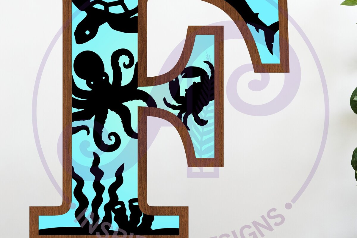 Intra απο ξύλο plywood 3mm-4mm πάχος – Ocean Large F Wall Letter 3 Layer Sign Δίασταση  40x30 cm INTRAFABR-123800386