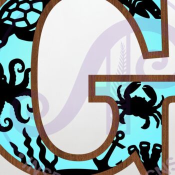 Intra απο ξύλο plywood 3mm-4mm πάχος – Ocean Large G τοίχου γράμμα 3 επιπέδων Δίασταση 40x30 cm INTRAFABR-123800395 - Image 1