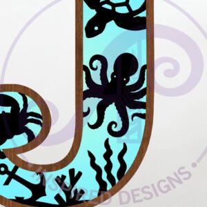 Intra απο ξύλο plywood 3mm-4mm πάχος – Ocean Large J Wall Letter 3 Layer Sign Δίασταση  40x30 cm INTRAFABR-123800421