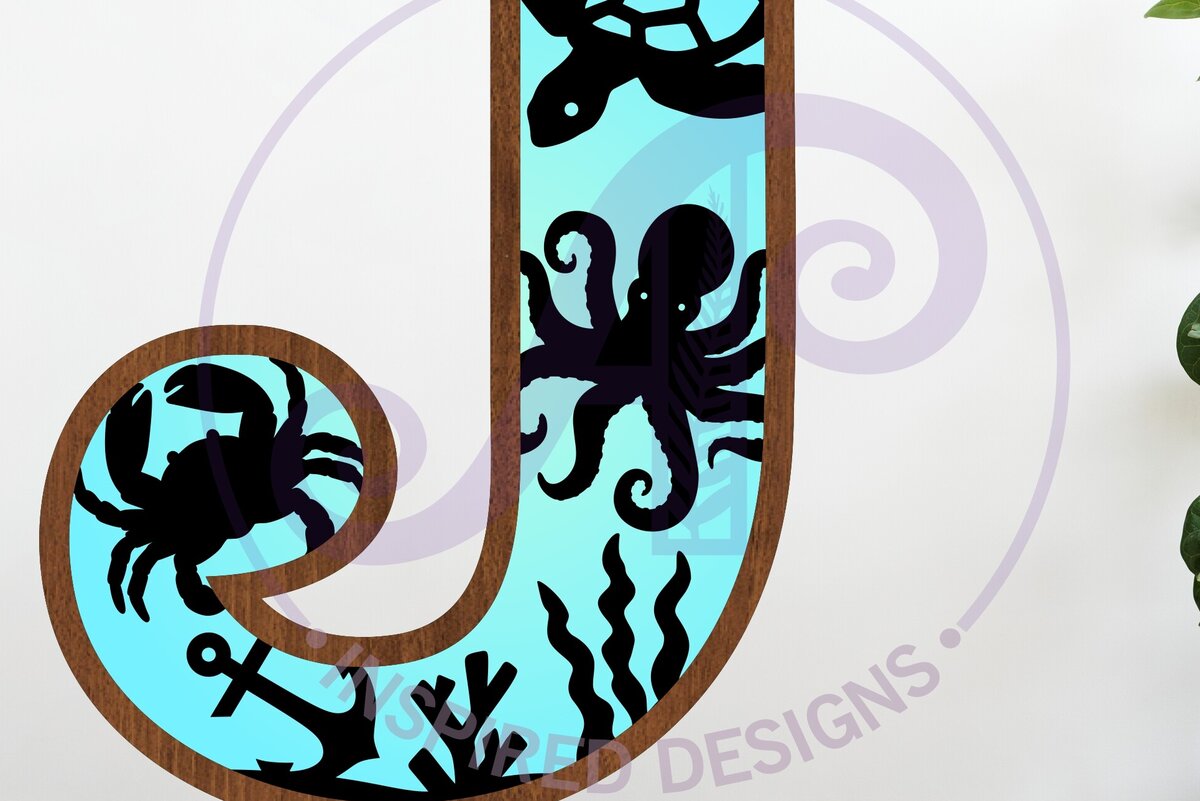 Intra απο ξύλο plywood 3mm-4mm πάχος – Ocean Large J Wall Letter 3 Layer Sign Δίασταση  40x30 cm INTRAFABR-123800421