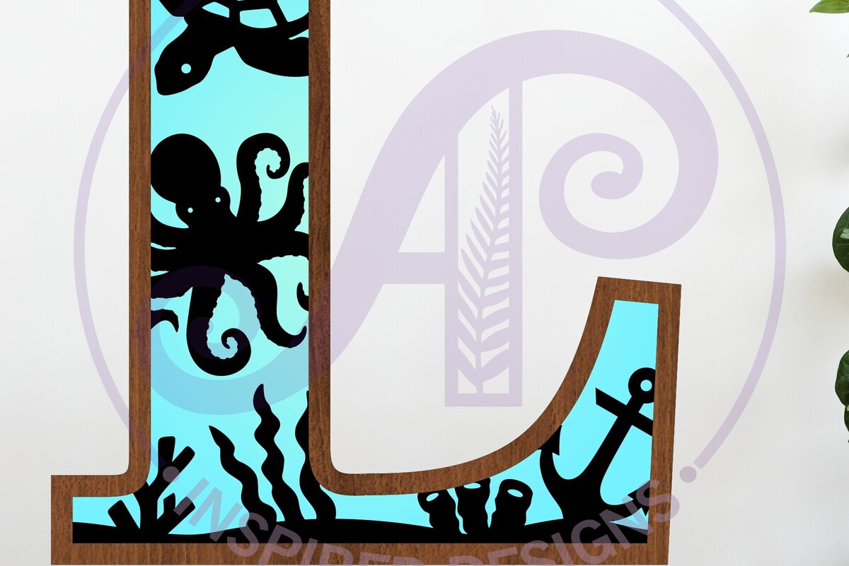 Intra απο ξύλο plywood 3mm-4mm πάχος – Ocean Large L Wall Letter 3 Layer Sign Δίασταση  40x30 cm INTRAFABR-123800466