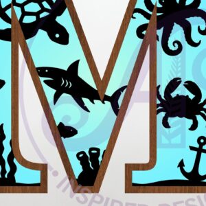 Intra απο ξύλο plywood 3mm-4mm πάχος – Ocean Large M Wall Letter 3 Layer Sign Δίασταση 40x30 cm INTRAFABR-123800483