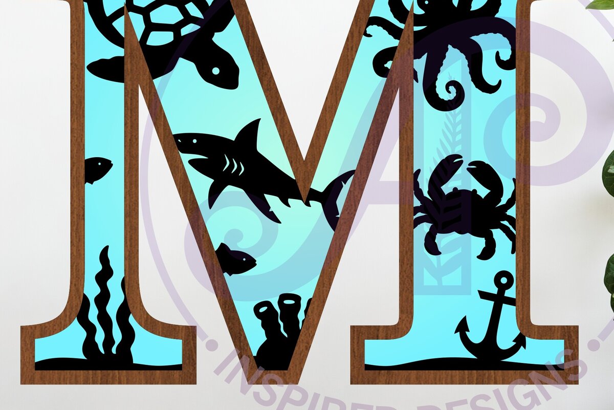 Intra απο ξύλο plywood 3mm-4mm πάχος – Ocean Large M Wall Letter 3 Layer Sign Δίασταση  40x30 cm INTRAFABR-123800483