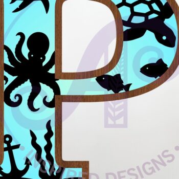 Intra απο ξύλο plywood 3mm-4mm πάχος – Ocean Large P Wall Letter 3 Layer Sign Δίασταση  40x30 cm INTRAFABR-123800528 - Image 1